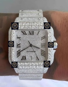 Reloj mecánico cuadrado de lujo para hombre, de acero inoxidable, con esfera de moissanita y función de fecha automática - Product Image 2