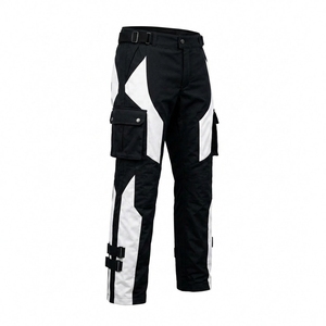 Pantalones de Motocicleta Unisex en Color Negro y Blanco con Bloques de Color, Tejido Cordura Transpirable, Bolsillos Tipo Cargo, Secado Rápido, para Todas las Estaciones - Product Image 5