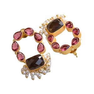 Pendientes de Latón con Piedras Preciosas al por Mayor, Joyería Auténtica con Piedras Preciosas, Latón Chapado en Rodio, Estilo Moderno, Listos para Enviar al por Mayor - Product Image 3