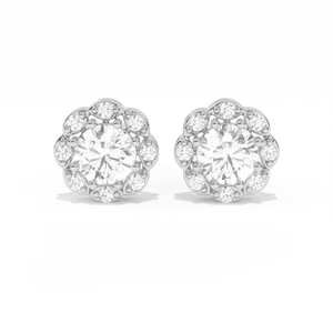 Aarinya Helix Modern and The Contemporary Swirl Diamond Tops <b>Earrings</b> 18K Gold lab grown diamond <b>halo</b> <b>earrings</b> - Product Image 5