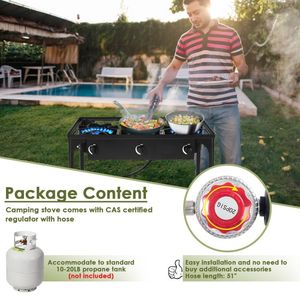 Cocina Portátil de Gas Propano de 3 Quemadores, 225,000 BTU, para Campamentos, Aventuras al Aire Libre y Viajes - Product Image 3