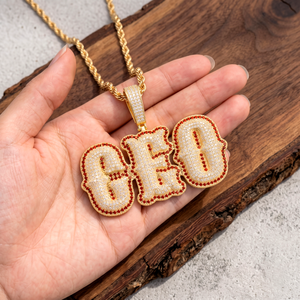 Pendentif personnalisé Hip Hop CEO avec lettres, entièrement pavé de micro-moissanites, en argent 925, vente en gros - Product Image 3