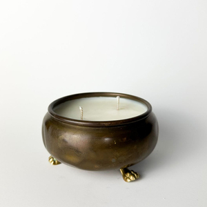 <b>Bronzed</b> Iron Hammered Wax Filled <b>Candle</b> Bowl - Product Image 6