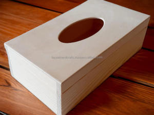 Porte-boîte à mouchoirs en bois moderne avec intérieur en velours Porte-papier de soie pour table à manger d'Inde - Product Image 4