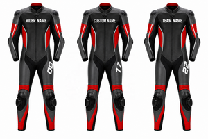 Custom Team Name-Number One-Piece Leather Motorcycle <b>Suit</b> | Black <b>Red</b> | Winter Printed | OEM ODM Manufacturer | Premium Design | - Product Image 5