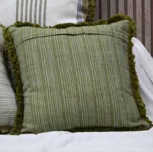 Natural Sage Green 100% Linen <b>Cushion</b> <b>Cover</b> Stripe Throw Pillow <b>Cover</b> with Fringed Edge Premium Decorative <b>Cushion</b> <b>Cover</b> Export - Product Image 6