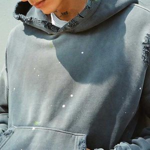 Fabricant de vêtements streetwear : Sweat à capuche vintage noir, personnalisable avec logo, effet délavé à l'acide, coupe oversize - Product Image 4