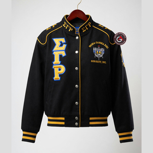 Sigma Gamma Rho Sorority Embroidery Bomber Racing <b>Jacket</b> for <b>Women</b> Waterproof & Eco-Friendly Customizable Lightweight <b>Jacket</b> - Product Image 4