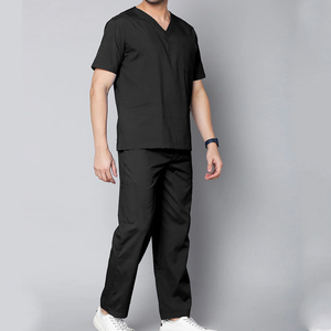 Nuevo Conjunto de Uniformes Médicos Personalizables con Logotipo para Enfermeras: Blusa de Manga Corta con Cuello en V y Pantalones Jogger de Jersey Elástico - Product Image 3