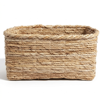 Keranjang Penyimpanan Anyaman Eceng Gondok Alami 100% Gaya Bohemian, Pot Bunga, Organizer Buatan Tangan, Dekorasi Rumah, Tahan Lama, Ramah Lingkungan