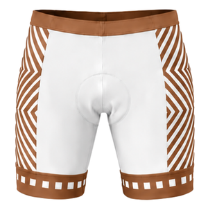 Shorts de cyclisme rembourrés blancs et marron caramel, respirants, extensibles, séchage rapide, pour la course sur route, l'entraînement et la performance, vêtements de sport pour le vélo - Product Image 1