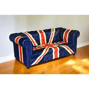 Modern Blue Chesterfield Leather Loveseat 2 Seater Sofa Luxury Home Furniture for Living Room with 3 Seater Alternative - Product Image 3