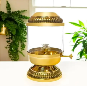 Brass Side Handle akhand Diya <b>Stand</b> Holder Base Plate for Home Temple Sacred Puja, available at wholesale prices. - Product Image 4