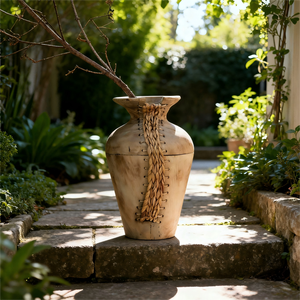 Vase en bois naturel 100% léger, artisanal et classique, designs personnalisés, marque Multi Craft, arrangement floral, salon - Product Image 5