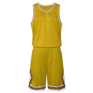Conjunto de Uniforme de Baloncesto Personalizado, Jersey Amarillo sin Mangas con Pantalones Cortos, 100% Poliéster Transpirable, Ropa Deportiva Unisex para Adultos - Product Image 1