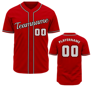 Maillot de baseball rouge à manches courtes, boutonné, uniforme d'équipe personnalisé, respirant, en polyester, chemise de sport athlétique - Product Image 1