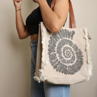 Nuevo Bolso Tote de Gran Capacidad para Mujer, Estilo Coreano, con Cuentas Bordadas, Diseño Personalizado, Cierre Abierto, Estilo Whimsy Art Craft (Todos los diseños)