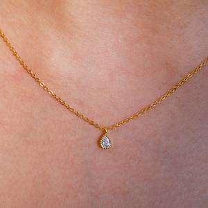 Dainty Gold Teardrop Necklace 925 Sterling Silver 14K Gold Plated Bridal Wedding Jewelry <b>Gift</b> <b>For</b> <b>Her</b> - Product Image 3