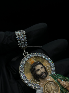 Fait à la main Usine Vente Directe De Noël Jésus Pendentif 925 Starling Argent Émail Moissanite Diamant Pendentif - Product Image 3