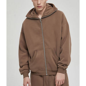 Prix de gros Personnalisé Hiver Automne 100% Coton Respirant Épais avec Poches Coupe Oversize Survêtement à Capuche avec Masque - Product Image 5