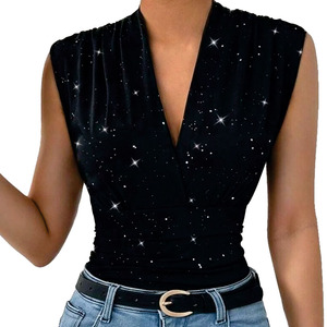 Customized Y2K Summer Sexy Girl Casual Fit Cropped Top All Over Diamonds Rhinestone Tank Top OEM women's shirt Custom Logo USA - Product Image 6
