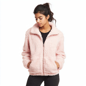 เสื้อแจ็คเก็ตเชอร์ปาขนนุ่มสำหรับฤดูหนาวแบบมีกระเป๋าสำหรับผู้หญิง ซิป คอปกพับได้ เสื้อแจ็คเก็ตขนเชอร์ปาแฟชั่น เสื้อโค้ทขนเชอร์ปาสำหรับสุภาพสตรี - Product Image 1