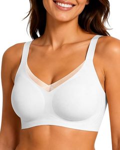 Sujetador Deportivo Blanco con Tirantes Finos y Cuello en V para Mujer, con Detalle de Malla sin Costuras, Soporte Medio, Transpirable, para Yoga y Ejercicio - Product Image 1