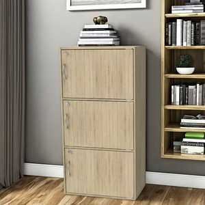 High Quality 16_0019 Modern Wood 3 Door <b>Lockable</b> Office Filing <b>Cabinet</b> Particle Board <b>Storage</b> Cupboard Sonoma Oak Tall - Product Image 1