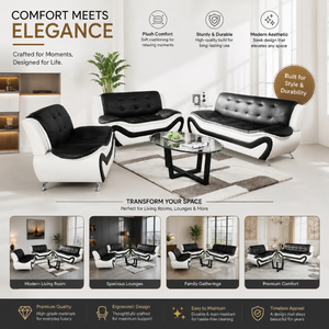 Juego de sofás modernos de 1, 2 y 3 plazas con sofá de dos plazas y sillón, piel sintética |   Muebles de Salón para Dormitorio, Apartamento y Hotel, Hogar - Product Image 4