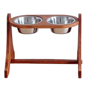 Cuenco doble de lujo para perros Corte menor Material MDF y PET Alimentador portátil para cachorros y perros Arco de agua y comida L - Product Image 1