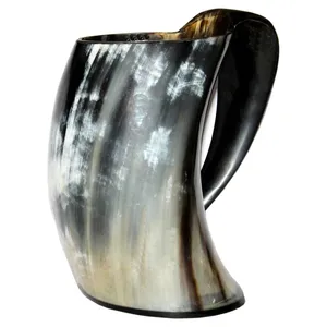 Authentic Ox Horn <b>Mug</b> Shot <b>Glass</b> and Bottle Opener Vintage Stein Tankard With Handle Includes Bag for Mead Beer - Product Image 2