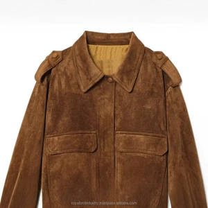 2025 otoño nueva chaqueta de moda de estilo europeo americano para mujer cremallera transpirable Retro solapa impresa tejido Vintage ropa de trabajo abrigo - Product Image 3