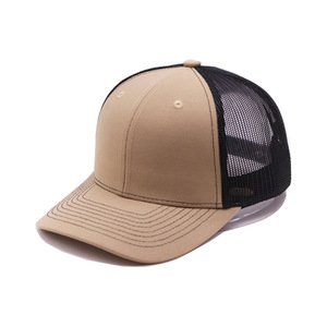 Custom Logo 6-Panel Solid <b>Plain</b> Mesh Cotton <b>Baseball</b> <b>Cap</b> Camel Black Trucker Hat Stitching Brim Common Outdoor/Travel-Friendly - Product Image 4