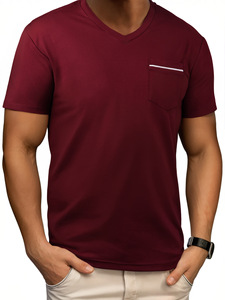 OEM Milk Silk V Neck T-Shirt Men's Summer Short Sleeve <b>Base</b> <b>Layer</b> Breathable Sportswear Spandex Plus Size T Shirt - Product Image 4