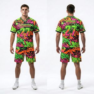 Ensemble Maillot et Short de Lacrosse Orange et Noir avec Motif Flamme, Sublimation, Léger, en Polyester Interlock Respirant - Product Image 6