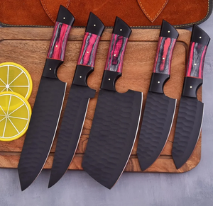 Ensemble de couteaux Premium LEGACY BLADES 5 pièces, acier Damas, manche en bois, couteaux de cuisine tranchants pour viande, fruits, légumes - Product Image 1