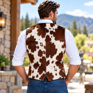 Chaleco de Cuero Vacuno para Motociclistas, Moda Masculina | Chaleco de Moda Motero de Cuero Vacuno para Hombre |   Chaleco de Motociclista para Hombre a la Moda en Piel - Product Image 5