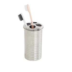 Portacepillos de Dientes Moderno de Dos Piezas, de Latón Dorado de Lujo, Ecológico, con Patrón Grabado, Organizador para Baño y Hotel - Product Image 5