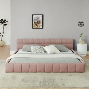 King <b>Size</b> Upholstered <b>Bed</b> <b>Frame</b> Thick Chenille Fabric Solid Wood <b>Queen</b> <b>Size</b> Platform <b>Bed</b> Headboard Durable Up-Holstered <b>Beds</b> - Product Image 3