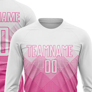 Camiseta de Fútbol BAND BROTHERS Blanca y Rosa de Manga Larga, Camiseta Deportiva Transpirable de Secado Rápido de Poliéster para Partido - Product Image 4