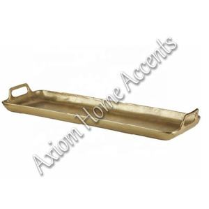 Axiom Home Accents Bandeja de aluminio hecha a mano Elegante acabado suave para entretener a los invitados Artesanía decorativa de metal - Product Image 3