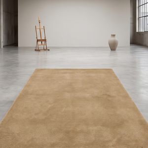 Beige Wool Hand-<b>Tufted</b> Non-Slip Soft Textured Medium Pile 10-14mm Thickness Cotton Silicone Backing Area <b>Rug</b> for Living Room - Product Image 1
