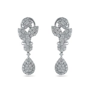 Luxury Women Diamond Drop Earrings Plant Shape Round Brilliant Cut Wedding Jewelry - Product Image 1