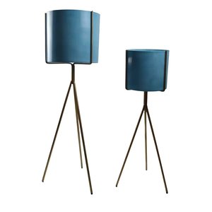 Jardinière ronde en fer attrayante avec support noir pliable, pots à fleurs en métal de qualité standard marron, fournitures de jardin - Product Image 3