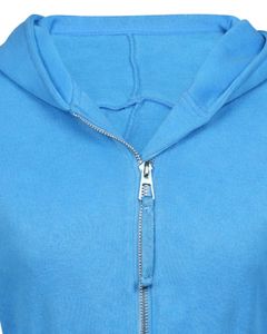 Womens Sky Blue <b>Cropped</b> <b>Zip</b> <b>Up</b> Hoodie Slim Fit Long Sleeve Casual Streetwear Cotton Fleece Sweatshirt Custom Logo ODM Factory - Product Image 5