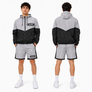 Conjunto Deportivo Ligero para Hombre, 100% Algodón, Resistente al Viento, Tallas Grandes, Chaqueta Cortavientos con Logotipo Personalizado, Pantalones Cortos, 2 Piezas, Transpirable - Product Image 2