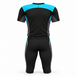 Black and Aqua 12 Panel American Football Uniform Set Without Padding and Curved Shoulder Yokes - Product Image 2