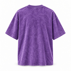 T-shirt violet oversize délavé pour homme, style vintage streetwear, col rond, manches courtes, vierge - Product Image 2
