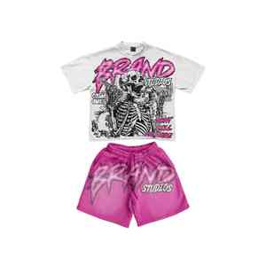 Conjunto de Dos Piezas de Camiseta y Pantalones Cortos de Verano con Logotipo Personalizado en Color, 100% Algodón, Impresión por Serigrafía, para Hombre - Product Image 2