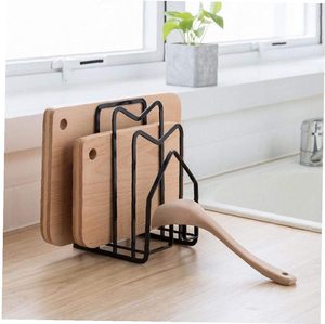 Support de rangement multifonctionnel noir pour couvercles de casseroles, ustensiles de cuisine et planches à découper - Product Image 5